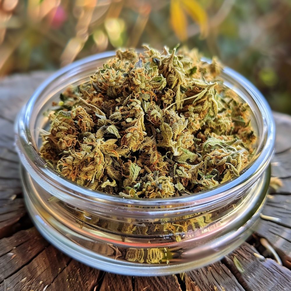fleur de CBD dans un récipient