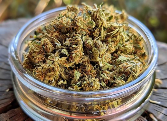 fleur de CBD dans un récipient