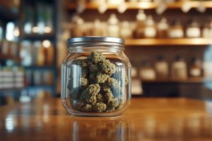 Fleurs de cbd dans un bocal en verre